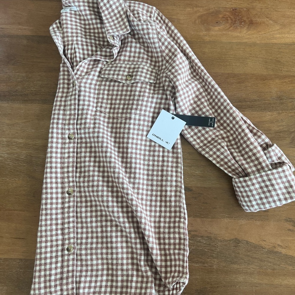 Pink/white checkered flannel
